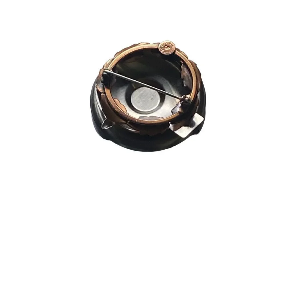 Vintage Bell Copper Solid Copper Leaf Wreath Lapel Hat Tie Pin Brooch